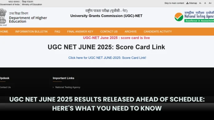 UGC NET June 2025 Results UGC NET June 2025 Results